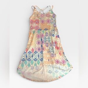 PLACE Multi-Color Geometric Print High Low Dress Girls 7/8